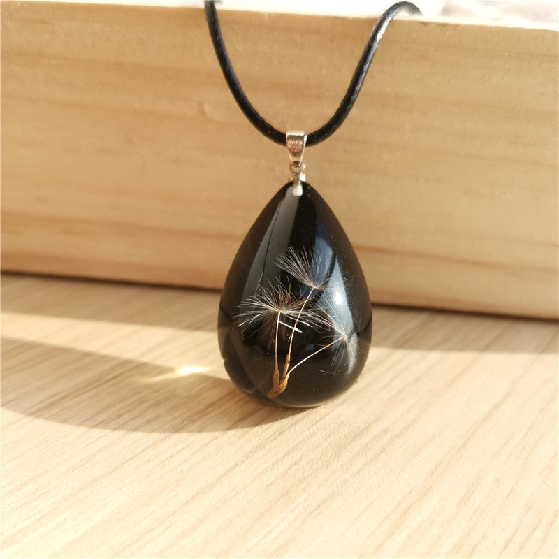 Wholesale  selling artificial drop glue dandelion dried flower necklace real plant specimens handmade DIY necklace